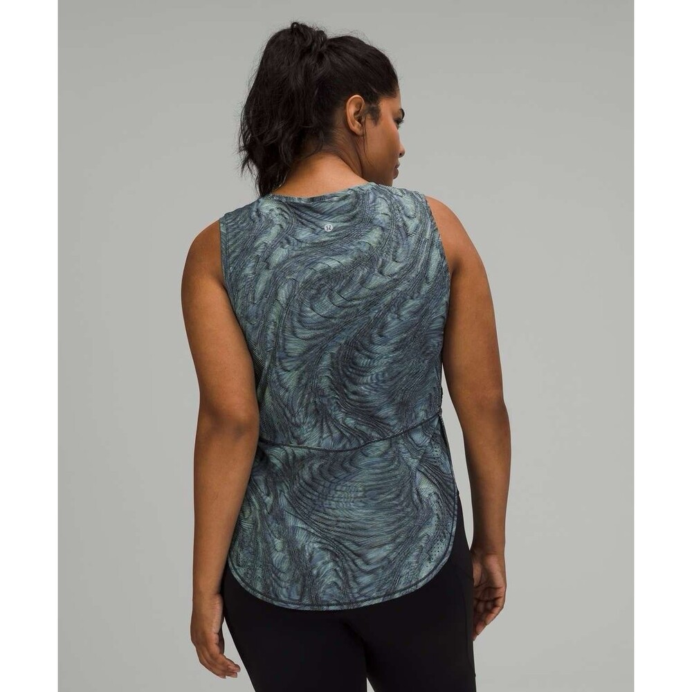 Lululemon High Neck Split Hem Run Tank Dimensional Icing Blue Size 6